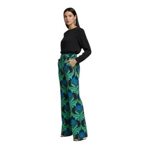 Dixie Pants XS Made in Italy Green Blue Graphic Print Trousers Newer Tag